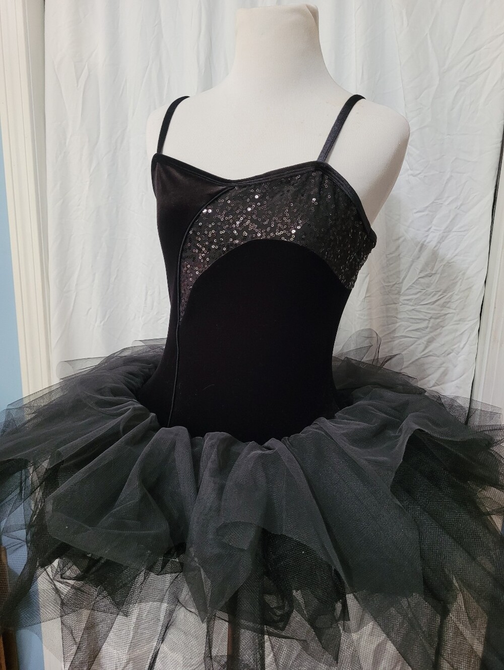 Black Ballet Costume Built In Tutu Size Medium Adult
